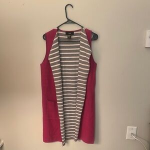 Rains Sleeveless Cardigan with Stripes